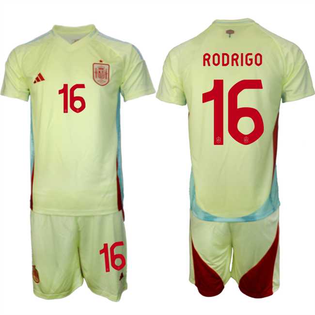 Men's Spain Team #16 Rodrigo 2024-25 Yellow Away Soccer Jersey Suit,We sell and wholesale Men's Spain Team #16 Rodrigo 2024-25 Yellow Away Soccer Jersey Suit on line form chian!